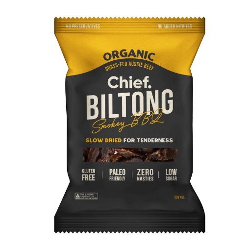 Chief Grass Fed Biltong - Smokey BBQ 30g FULL CASE ORDERS ONLY 