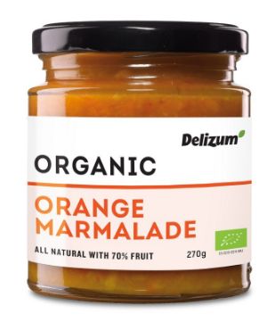 Delizum Organic Orange Marmalade 270g FULL CASE ORDERS ONLY 