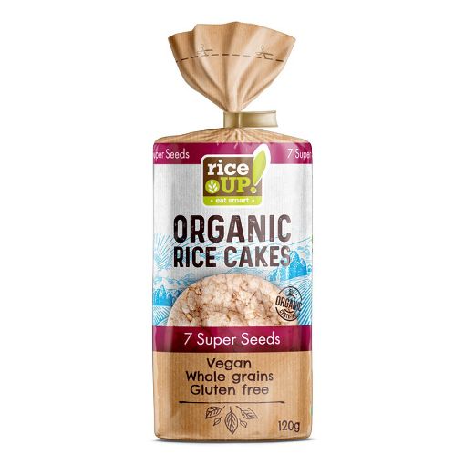 RiceUp Organic Brown Rice Cakes 7 Super Seeds 120g FULL CASE ORDERS ONLY 