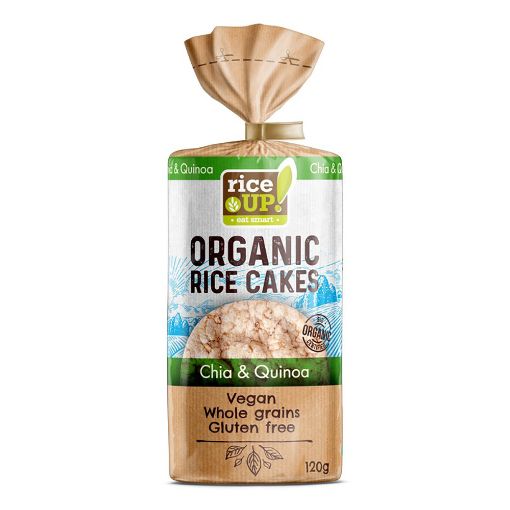 RiceUp Organic Brown Rice Cakes Chia & Quinoa 120g FULL CASE ORDERS ONLY 