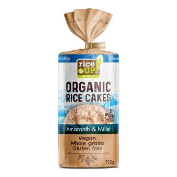 RiceUp Organic Brown Rice Cakes Millet & Amaranth 120g FULL CASE ORDERS ONLY 