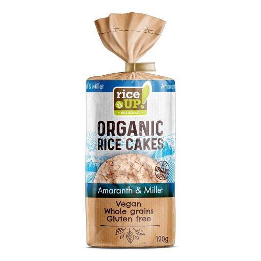 RiceUp Organic Brown Rice Cakes Millet & Amaranth 120g FULL CASE ORDERS ONLY 