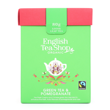 English Tea Shop Organic Green Tea Pomegranate Loose Leaf Tea 80g 