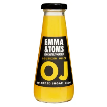 Emma & Toms - Straight OJ (Orange Juice) Glass 250ml 