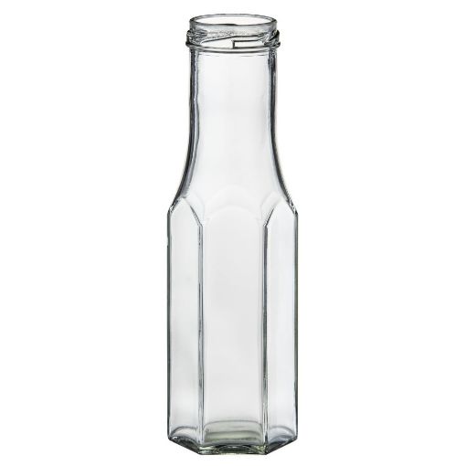 Picture of 250ml Flint Glass Hexagonal Sauce Bottle With 43mm Twist Neck- 32 per box