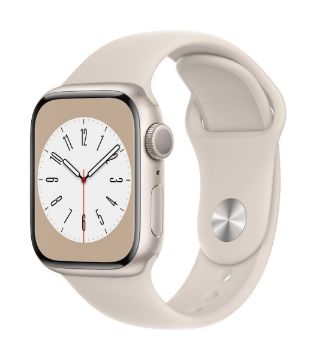 Apple Watch Series 8 GPS 41mm Starlight Aluminium Case with Starlight Sport Band - Regular