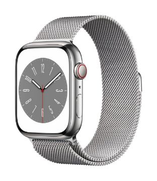 Picture of Apple - Apple Watch Series 8 GPS + Cellular 45mm Silver Stainless Steel Case with Silver Milanese Loop