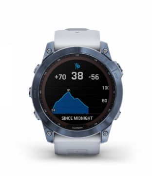 Garmin Fenix 7X Sapphire Solar Watch Mineral Blue Titanium with Whitestone Band