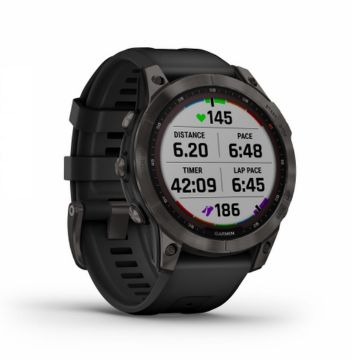 Garmin Fenix 7 Saphire Solar Watch Black DLC Titanium with Black Band