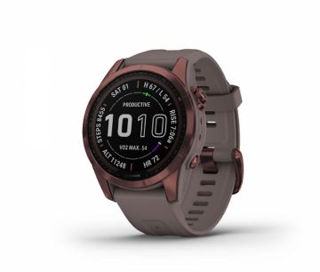 Garmin Fenix 7S Sapphire Solar Watch Dark Bronze Titanium with Shale Grey Band