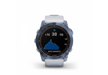 Garmin Fenix 7 Sapphire Solar Watch Mineral Blue Titanium with Whitestone Band