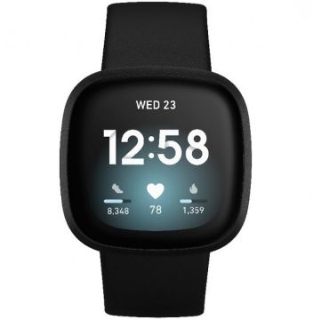 Fitbit Versa 3 Advanced Fitness Watch - Black/Black