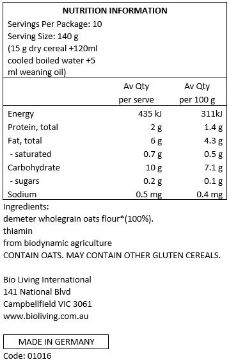 Holle Organic Oats Porridge 150g