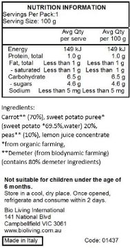 Holle Veggie Bunny - Carrot & Sweet Potato with Peas 100g 