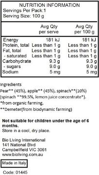 Holle Power Parrot - Pear & Apple with Spinach 100g 