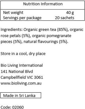 English Tea Shop Organic Green Tea Pomegranate Teabags 6x20pc FULL CASE ORDERS ONLY